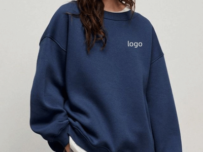 奥叶马定制女式秋冬新款街头风格超大羊毛毛衣超大实心宽松圆领运动衫