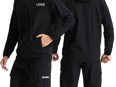 定制训练慢跑服装男士拉链运动运动服男士跑步慢跑连帽衫裤运动服套装