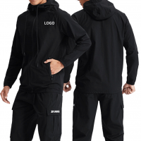 定制训练慢跑服装男士拉链运动运动服男士跑步慢跑连帽衫裤运动服套装
