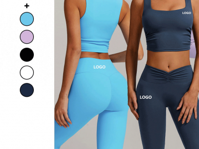 定制高品质透气拉链夹克运动服健身房运动文胸套装臀部提升打底裤女性跑步健身瑜伽服套装