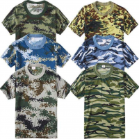 100% 涤纶批发男士数码印花沙漠蓝色迷彩t恤