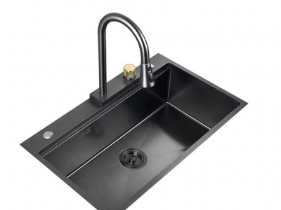 Gohler现代不锈钢水槽瀑布水龙头雨水厨房水龙头三种喷射类型SUS 304厨房水槽