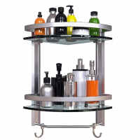 现代双层浴室转角搁板浴室玻璃搁板，带铝精加工钢化玻璃材料