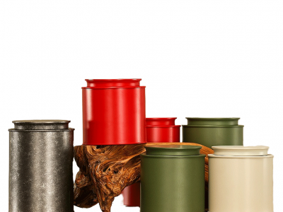 100*100毫米圆形压纹马口铁罐，用于茶和饮料包装，哑光表面