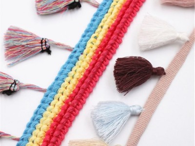 批发服装配件多色棉涤纶窗帘流苏流苏条纹装饰服装纺织品配件