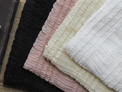 非弹力时尚刺绣雪纺面料半透明真丝百褶雪纺连衣裙家纺窗帘