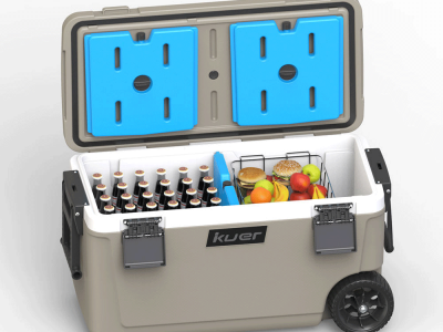 库尔70QT午餐隔热吹塑塑料冰柜手推车冷藏箱户外带车轮汽车野营