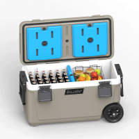 库尔70QT午餐隔热吹塑塑料冰柜手推车冷藏箱户外带车轮汽车野营