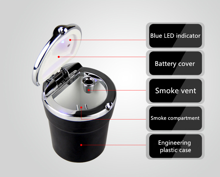 便携式汽车汽车 led 烟灰缸与汽车标志