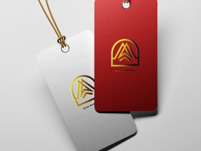 高品质400gsm铜版纸标签定制设计金箔标志吊牌t恤/服装/牛仔裤/包