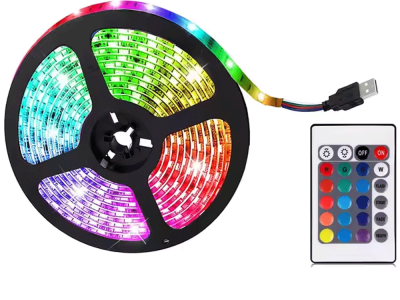 Joystar 5V 3m 24键红外遥控发光二极管5050柔性RGB发光二极管条形灯套件室内USB IP20灯串装饰