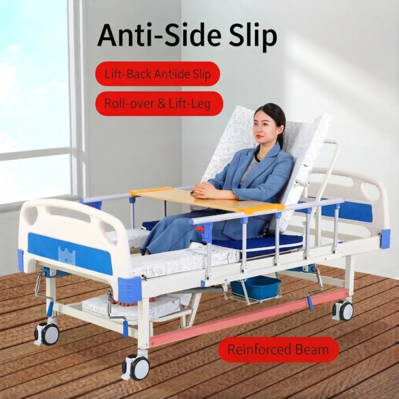 Manual Hospital Bed with Back & Leg Adjust – Multi-Function Nursing Home Care Bed